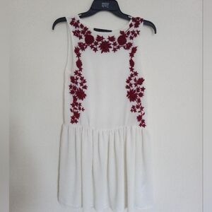 Zara Women's White and Red Dress